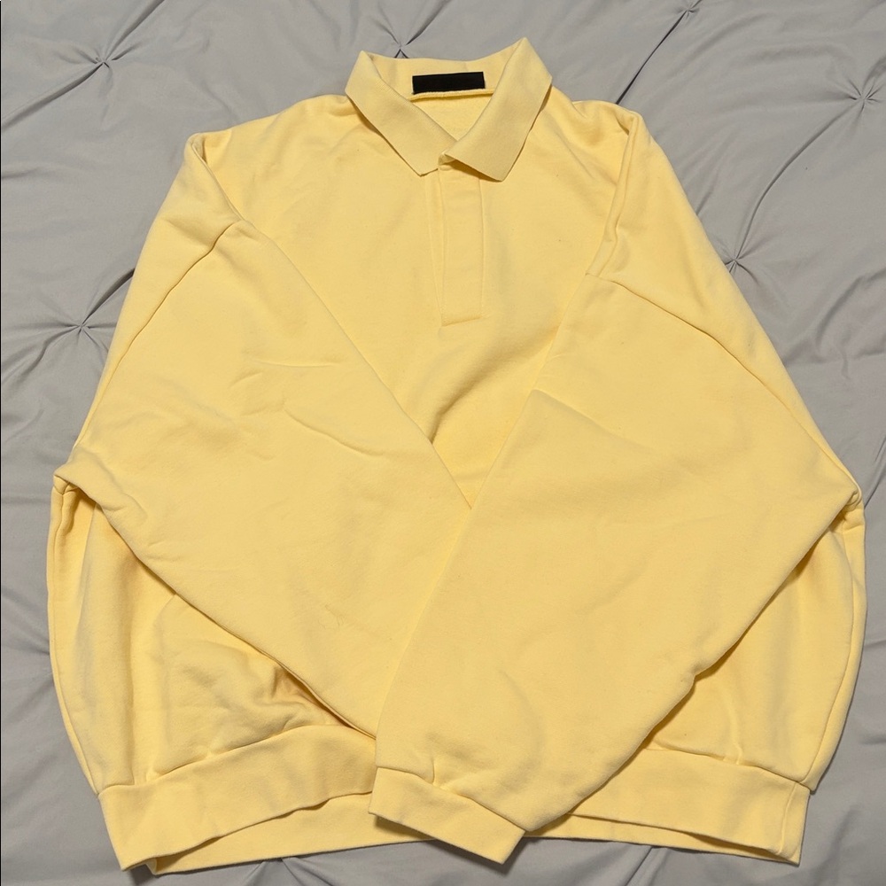 Fear Of God Essentials Sweatshirt Polo Sz XL Canary